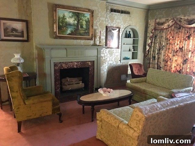 Cozy seating area in the retro Gladewater home