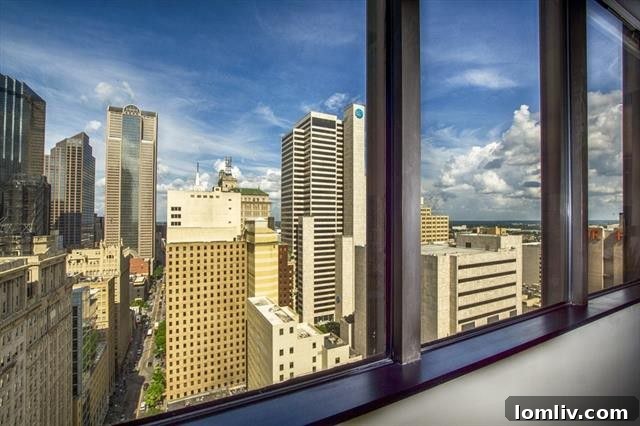 Sleek kitchen with granite countertops and stainless steel appliances in Dallas condo