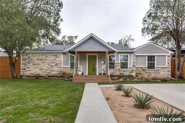 Exterior of renovated Midcentury cottage at 3762 Bolivar Drive