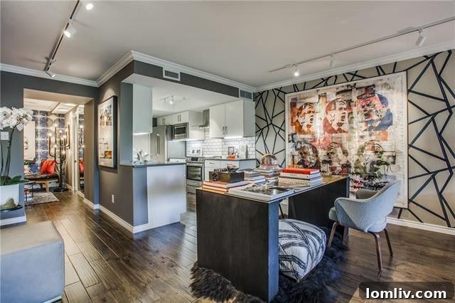 3621 Turtle Creek Blvd Apt 4L - Contemporary kitchen design with bold accents, integrated appliances, and elegant finishes.