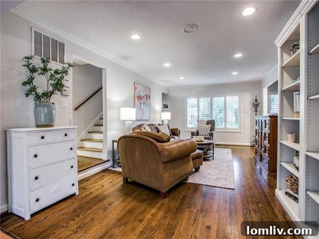 Bright and airy living room with hardwood floors at 4734 Elsby Ave Dallas