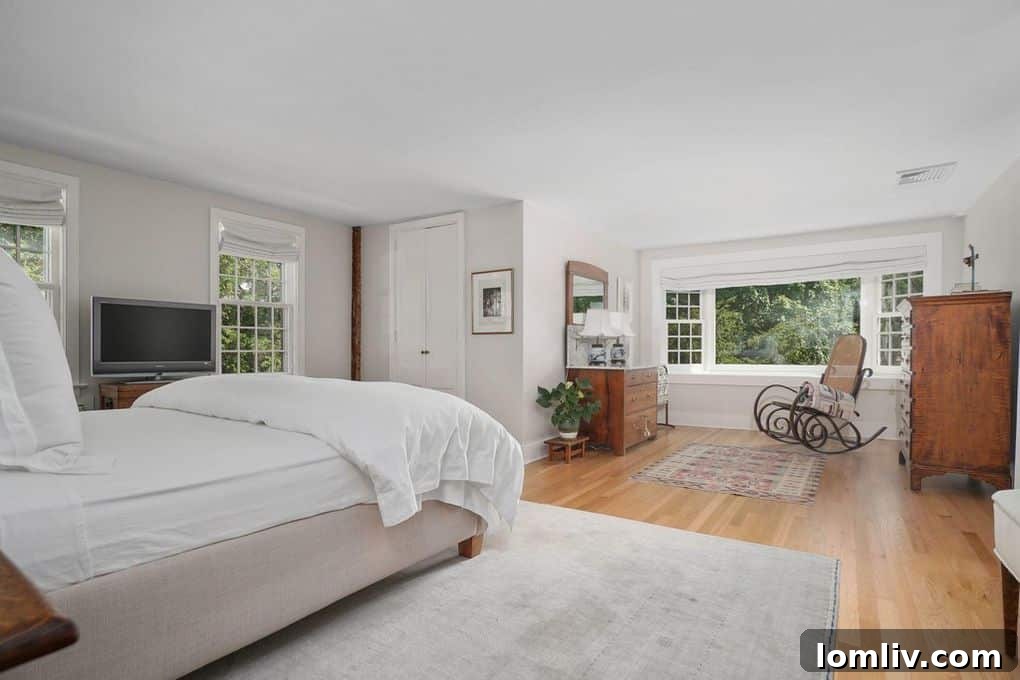 Interior view showcasing a beautifully updated living space with historical accents in the Mary Martin residence