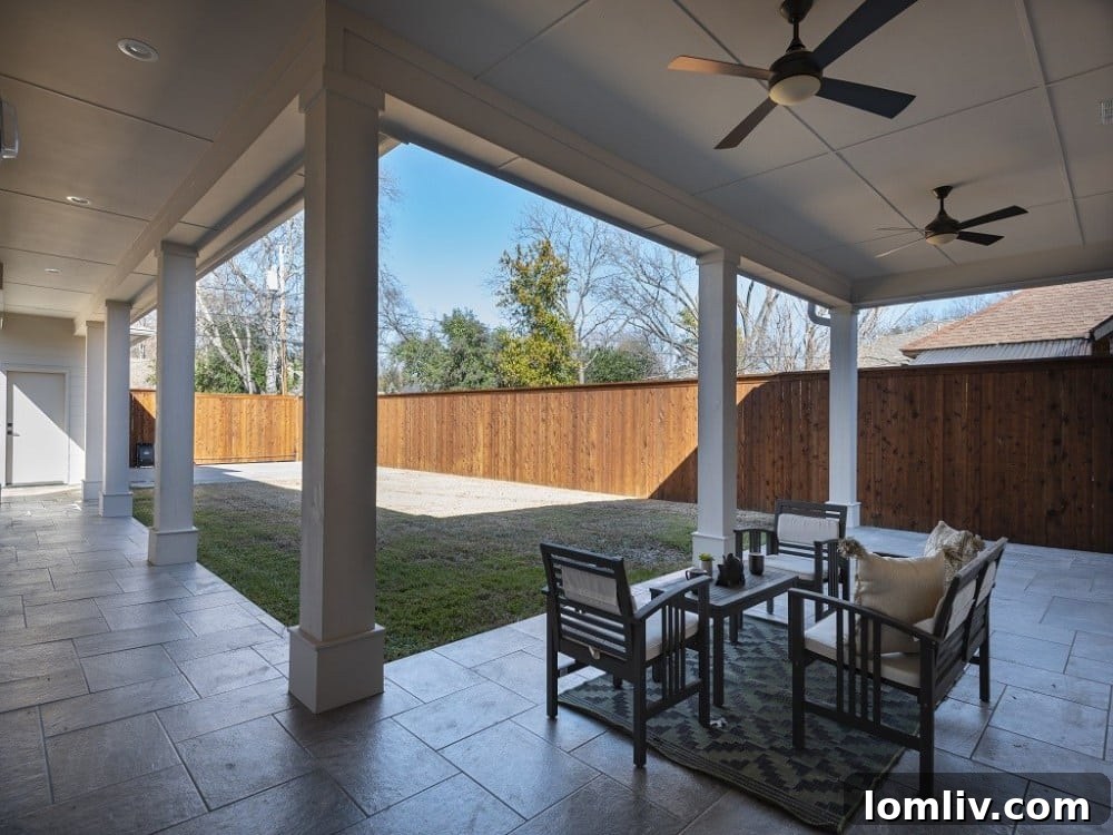 Shaded Back Patio with Fan, Ideal for Texas Summers