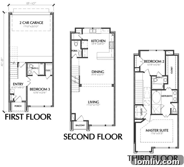 Modern townhouse facade illustrating multi-story residential design.