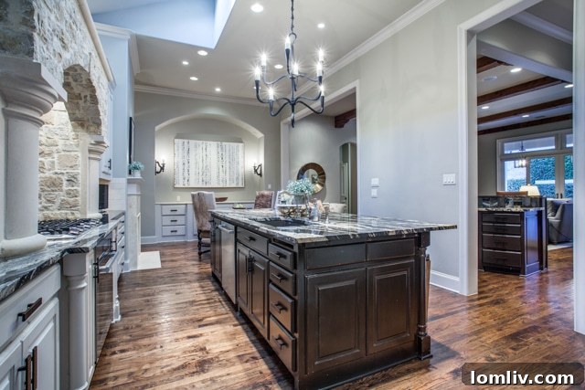 Another view of a refined home office with built-in shelving, providing a private workspace