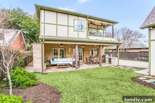 Exterior of Tudor Home with Landscaped Yard