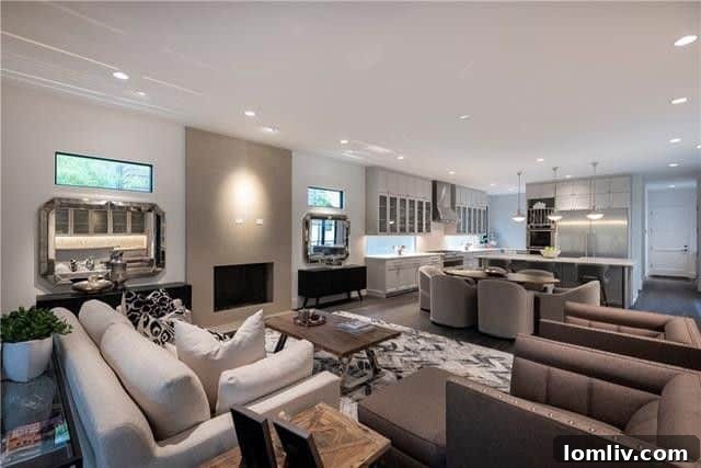 Gourmet kitchen with double islands, high-end appliances, and ample storage