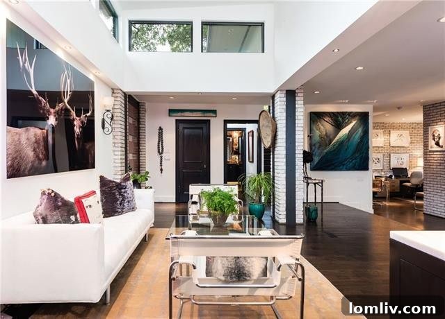 Cozy fireplace area connecting two living spaces, showcasing the double-sided design
