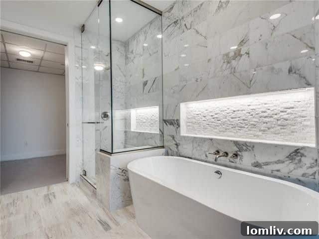 Freestanding bathtub in a spa-like bathroom setting