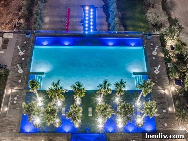 Blue Ciel resort-style pool deck with city backdrop