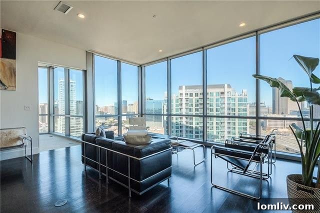 Panoramic city views from residential unit