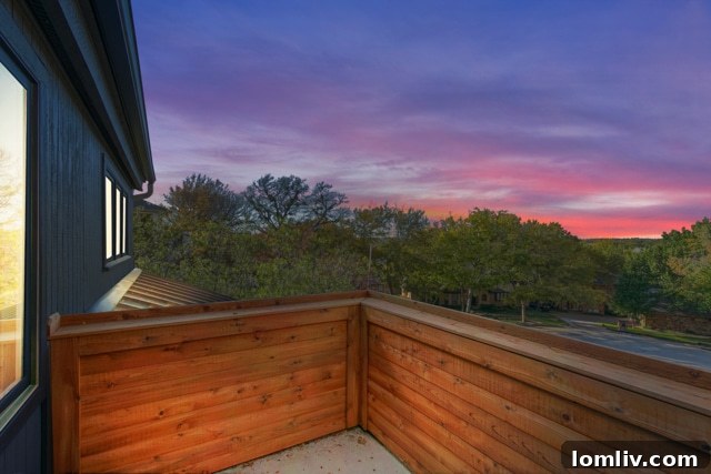 Private balcony accessible from master bathroom, ideal for enjoying peaceful views in Fort Worth
