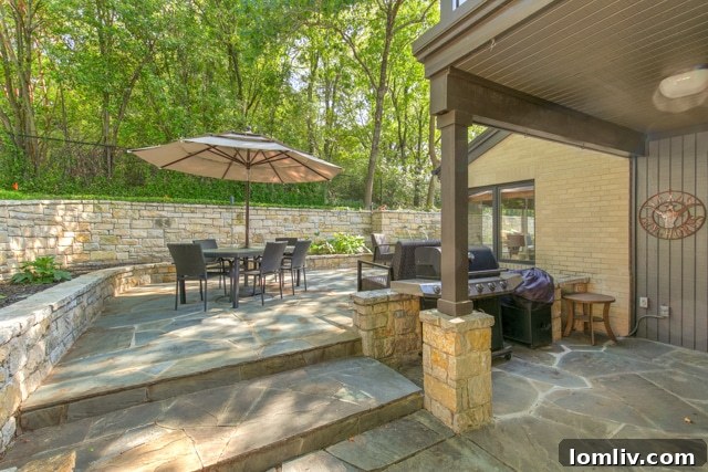 Outdoor grilling area surrounded by mature trees at 4501 Overton Terrace Court, Fort Worth
