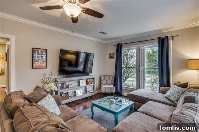 Bright and spacious living room of McKinney cottage