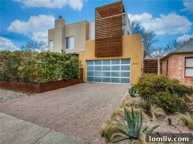 Modern exterior of 5717 Penrose Avenue featuring contemporary architecture and landscaping
