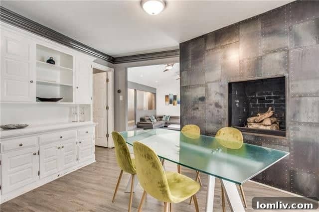 New And Notable Homes With Pools And Valley Views In Northwood Hills 13 Renovated Contemporary Dallas Home Fireplace
