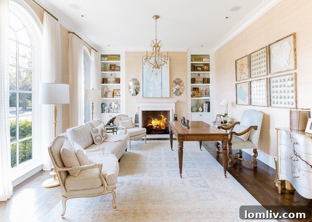 Luxurious Living Room with Fireplace and High Ceilings
