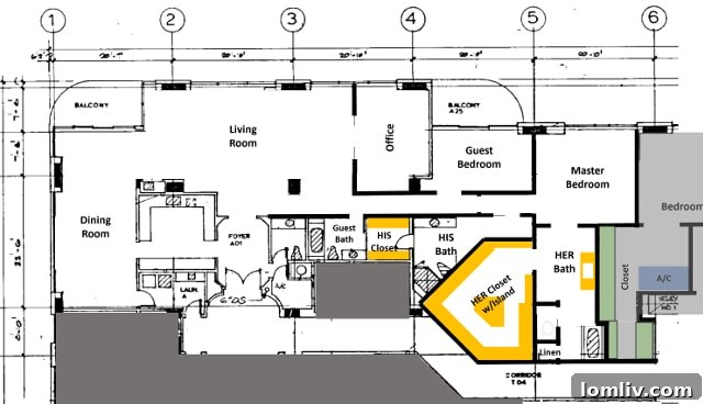 Extended Unit A Option 2 floor plan with dual master bathrooms.