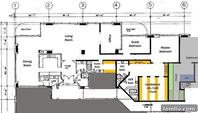 Extended Unit A Option 3 floor plan maximizing closet space.