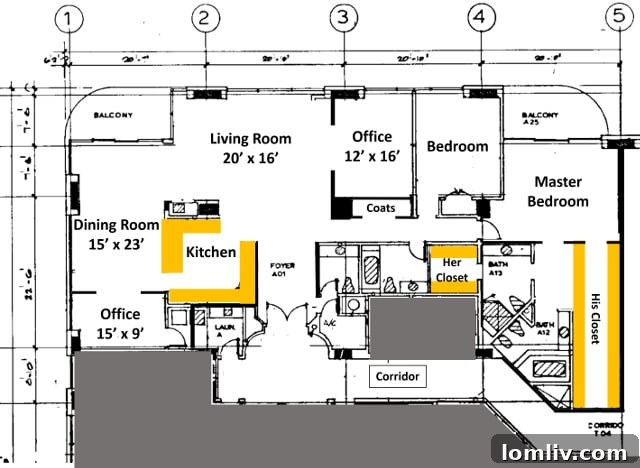 Original Unit A Option 1 floor plan for Claridge penthouse.