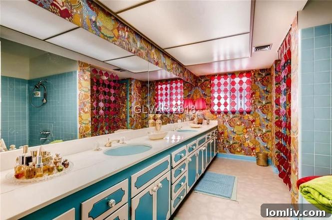 A unique bar area, potentially also functioning as an office, in a retro style