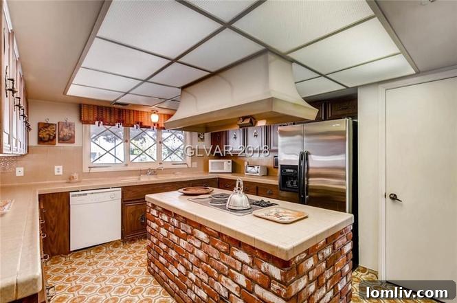 Kitchen with updated appliances but retaining a vintage, somewhat ugly aesthetic