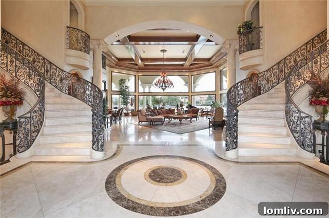 Grand staircase and luxurious interior of Royal Creek Lane estate