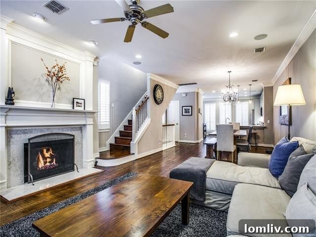 Modern Townhome Living Room in Oak Lawn