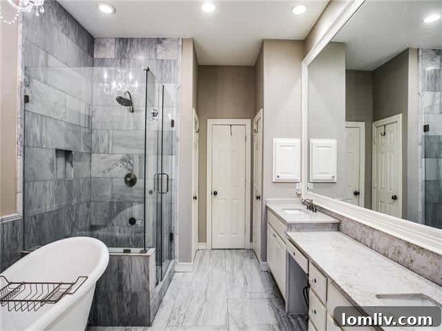 Luxurious Master Bathroom with Clawfoot Tub in Dallas Townhome
