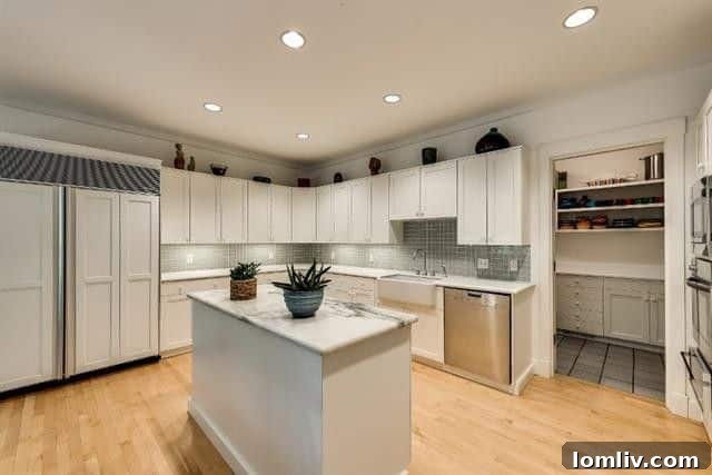 Bright White Modern Farmhouse Kitchen with Porch Access