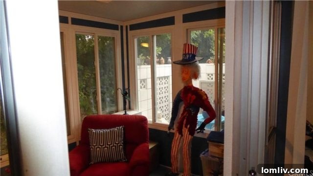 Array of quirky statues and decorative items in an interior shot of a Laguna Woods condo