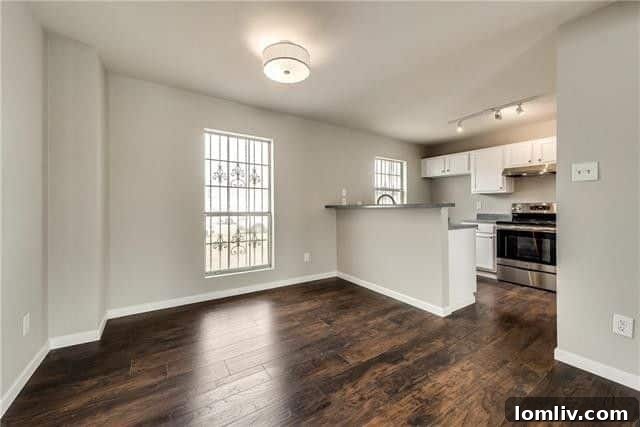 Modern kitchen with stainless steel appliances in an updated Dallas home