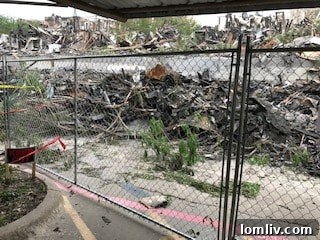 The charred remains of Preston Place after the fire