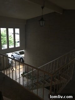 Dark, unlit stairwell in The Diplomat Condos