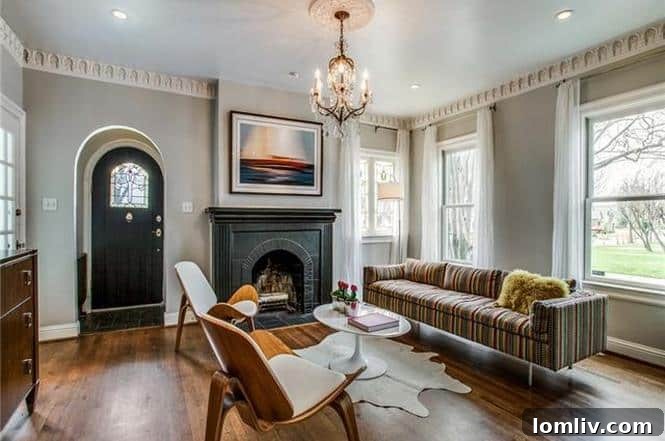 Greenland Hills Tudor living room with hardwood floors