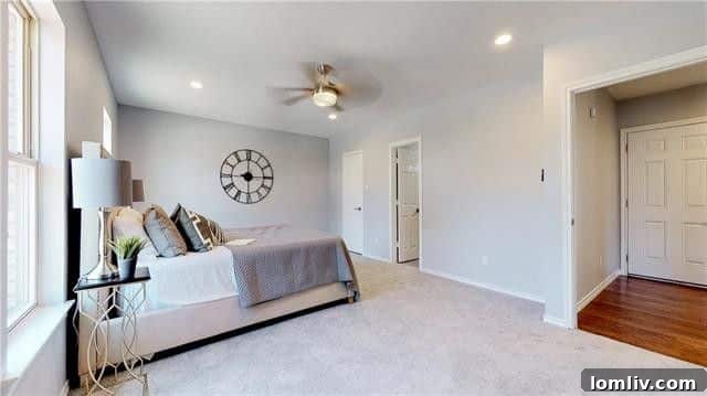 Spacious open-concept living area with window seat