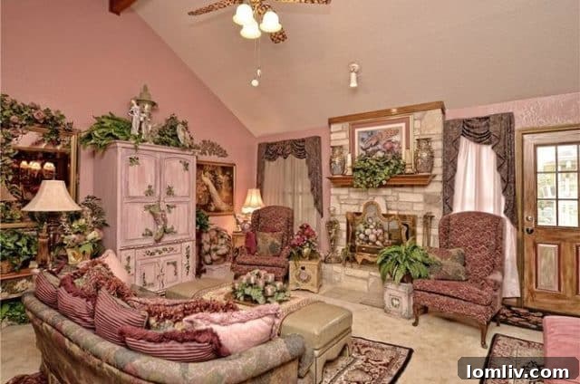 Another view of the custom kitchen, emphasizing the vibrant colors and detailed decorative accessories.