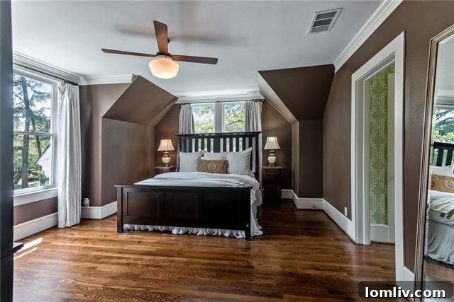 Living room with historic details in McKinney home
