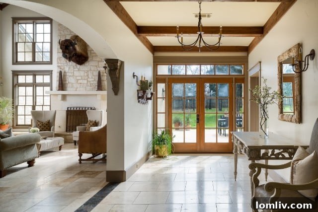 Spacious living room with soaring ceilings, large windows, and elegant furnishings in a Southlake home