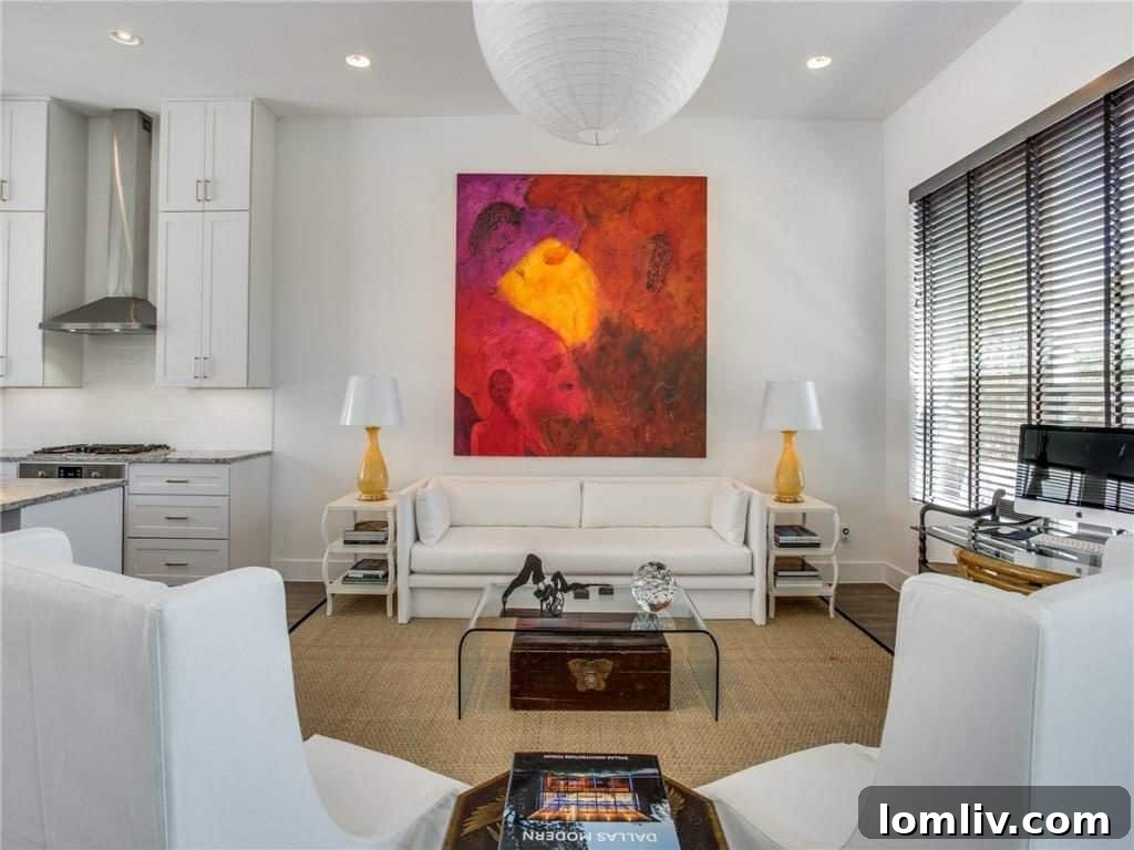 Contemporary kitchen featuring high-end appliances in the Dallas townhome
