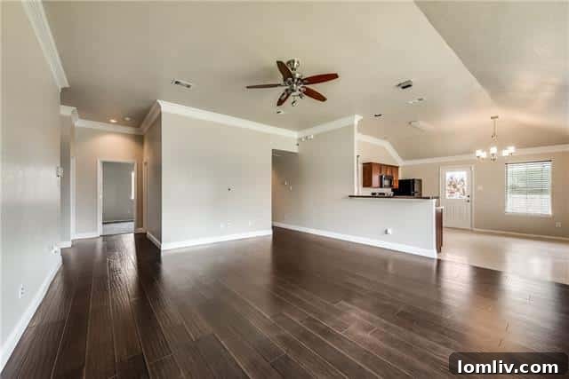 Home living area with laminate flooring