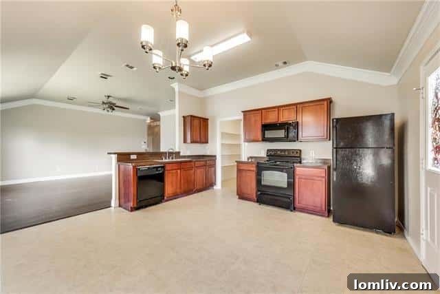 Home kitchen and dining area
