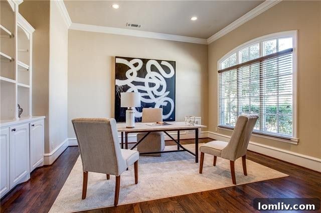 Elegant Home Office with Built-ins at 5614 Del Roy Drive