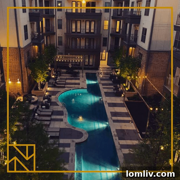 Rendered image of Novel Bishop Arts luxurious pool deck