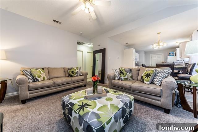 Open Concept Living Room with Fireplace