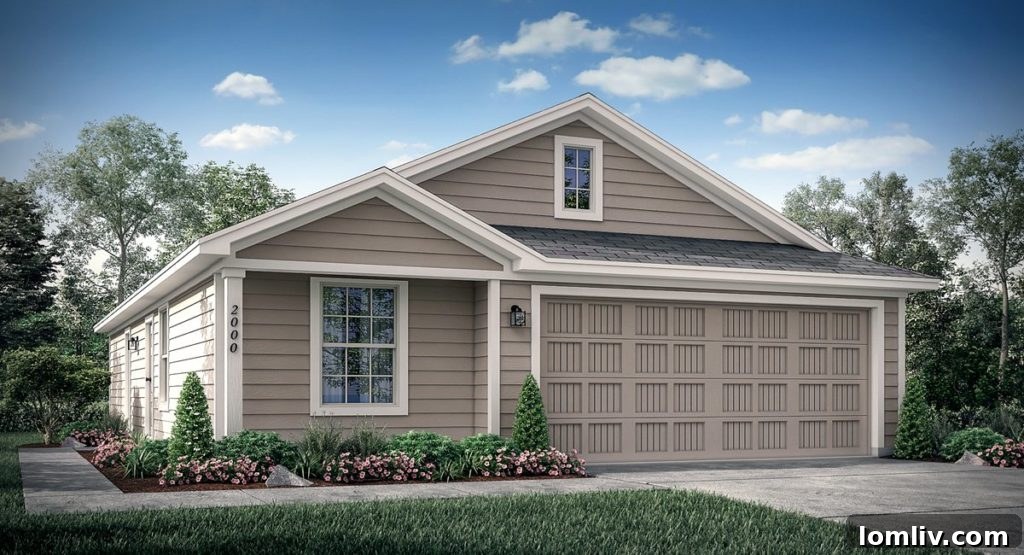 Contemporary single-story home at Trinity Crossing 40 by Lennar, featuring a modest footprint and appealing design for modern families.