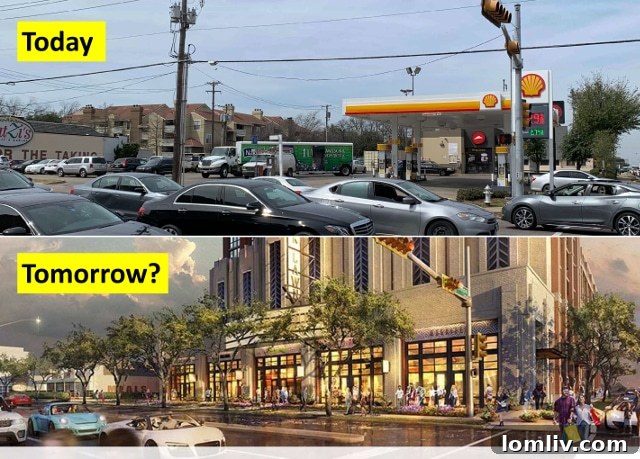 Architectural rendering showing the full height of the proposed StreetLights Residential development at Oak Lawn and Lemmon Avenues, highlighting its impact on the Dallas skyline.