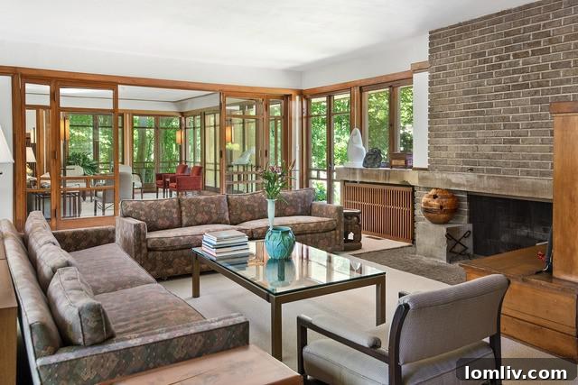 Frank Lloyd Wright Fireplace and Sunroom