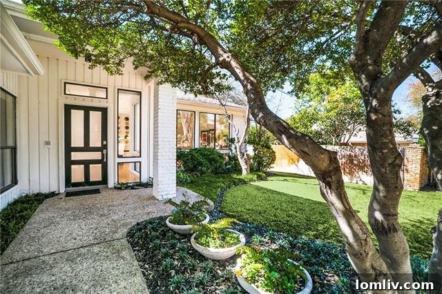 Lush Landscaping and Front Yard Approach to 16011 Ranchita Drive Dallas