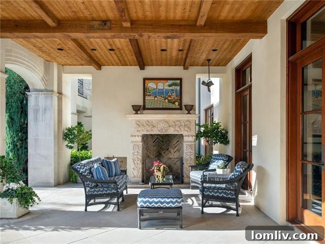 Storied Mediterranean Splendor 11 Expansive galley with steel French doors opening to the stunning outdoor oasis